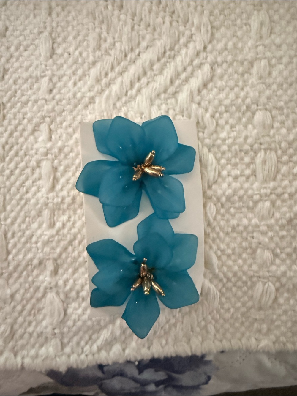 Blue Floral Resin Statement Earrings